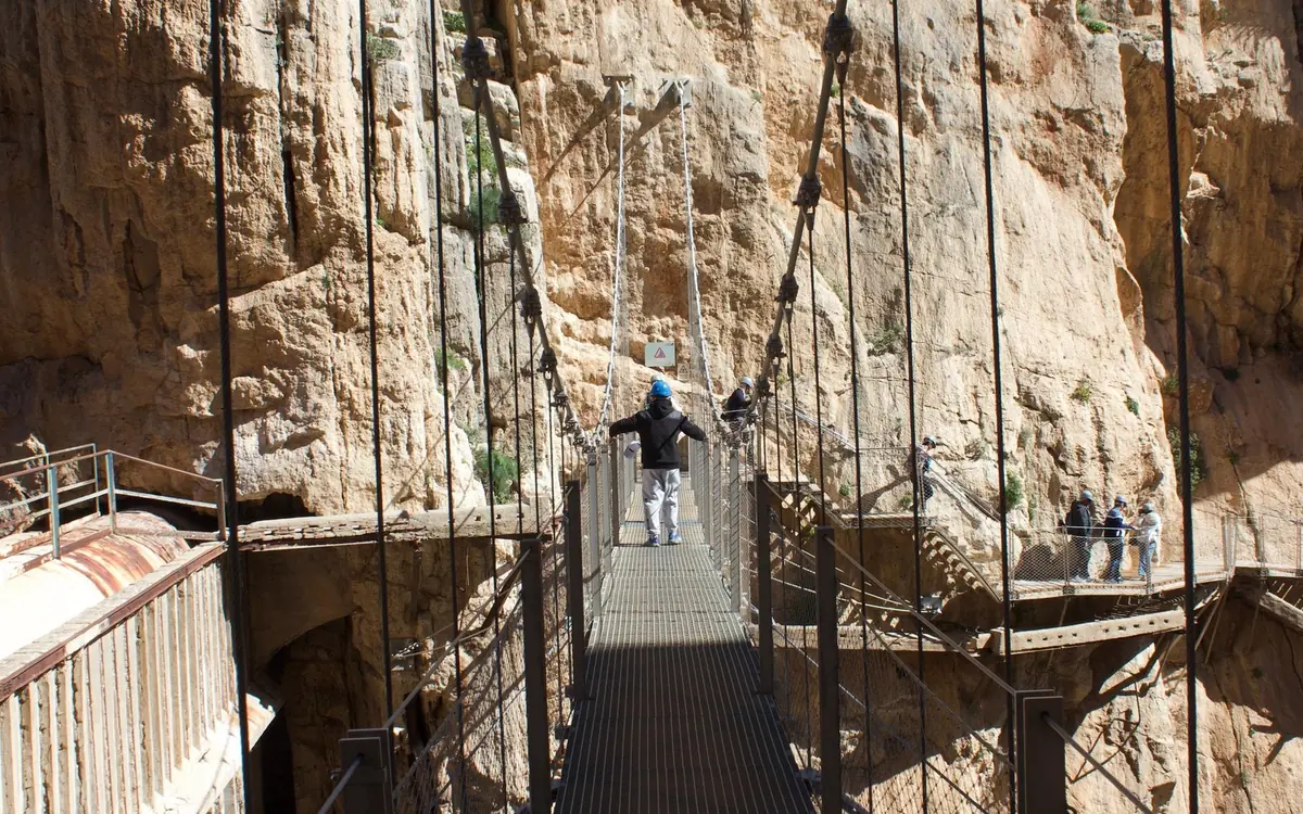 The suspension bridge over the Gaitanes gorge on the Caminito del Rey