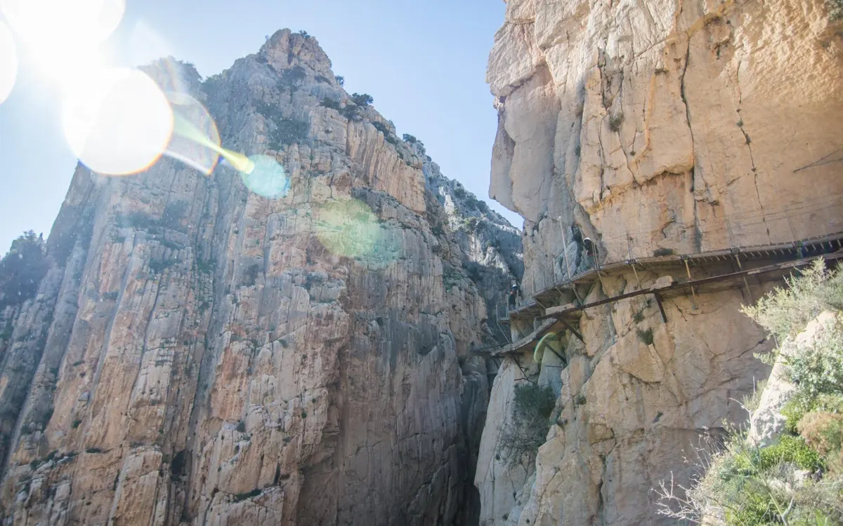 The narrowest section of the Gaitanes gorge on the Caminito del Rey