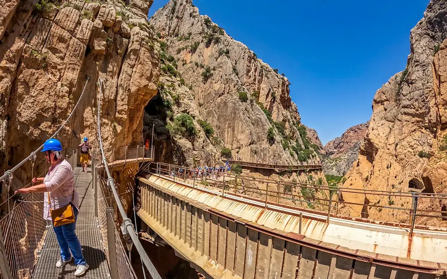 The entrance to the Caminito del Rey boardwalk in the Gaitanes gorge