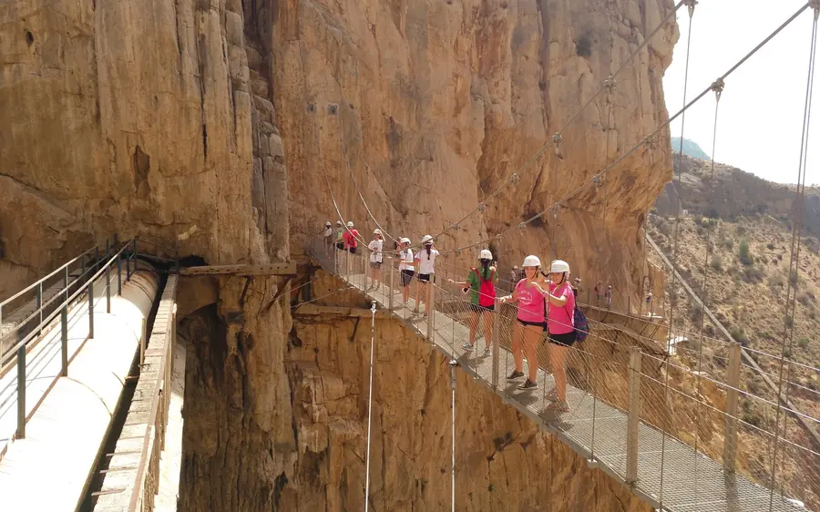 The narrow section of the Gaitanes gorge below the Caminito del Rey